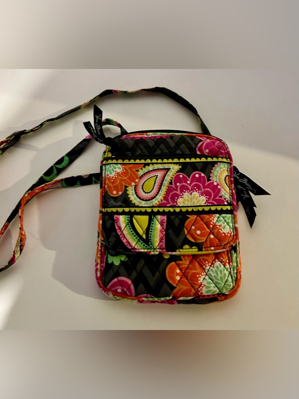 Vera Bradley Mini Hipster Ziggy Zinnia Crossbody Bag Floral Paisley Quilted